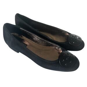 Claudia Ciuti Black Suede Emblem Flat Women's 7N Made in Italy Ballet Slip On